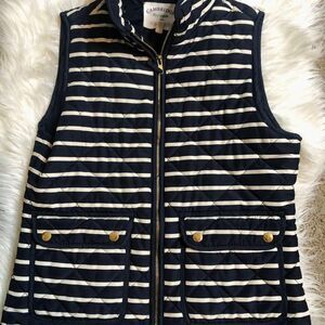 Cambridge Dry Goods Vest‎ Womens Striped Quilted Puffer Sleeveless Jacket